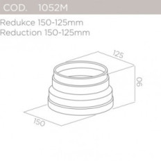 Raccord - réducteur pour tuyau Elica 150 mm à 125 mm   1052M