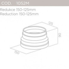 Raccord - réducteur pour tuyau Elica 150 mm à 125 mm   1052M