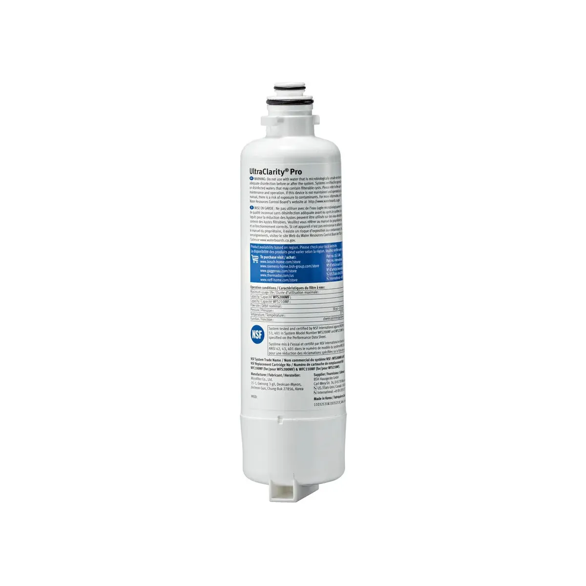Filtre à eau UltraClarity Pro Bosch Siemens Gaggenau 11032531