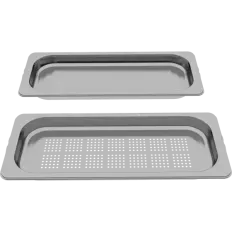 Lot de deux récipients Gastronorm en acier inoxydable taille M pour cuisson vapeur Bosch, référence 17007317